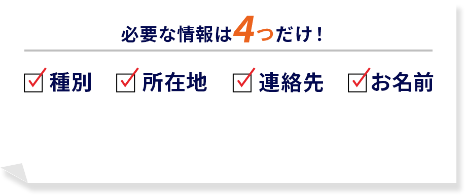 必要な情報は4つだけ！ 種別 所在地 連絡先 お名前