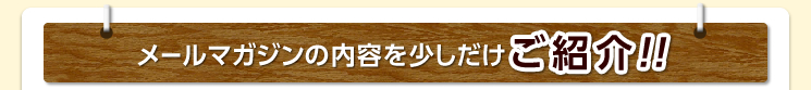 メールマガジンの内容を少しだけご紹介!!