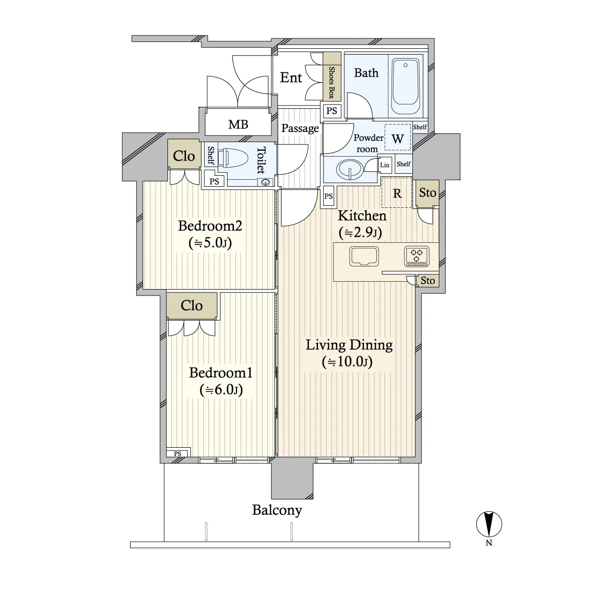 2LD・K<br>54.73m²