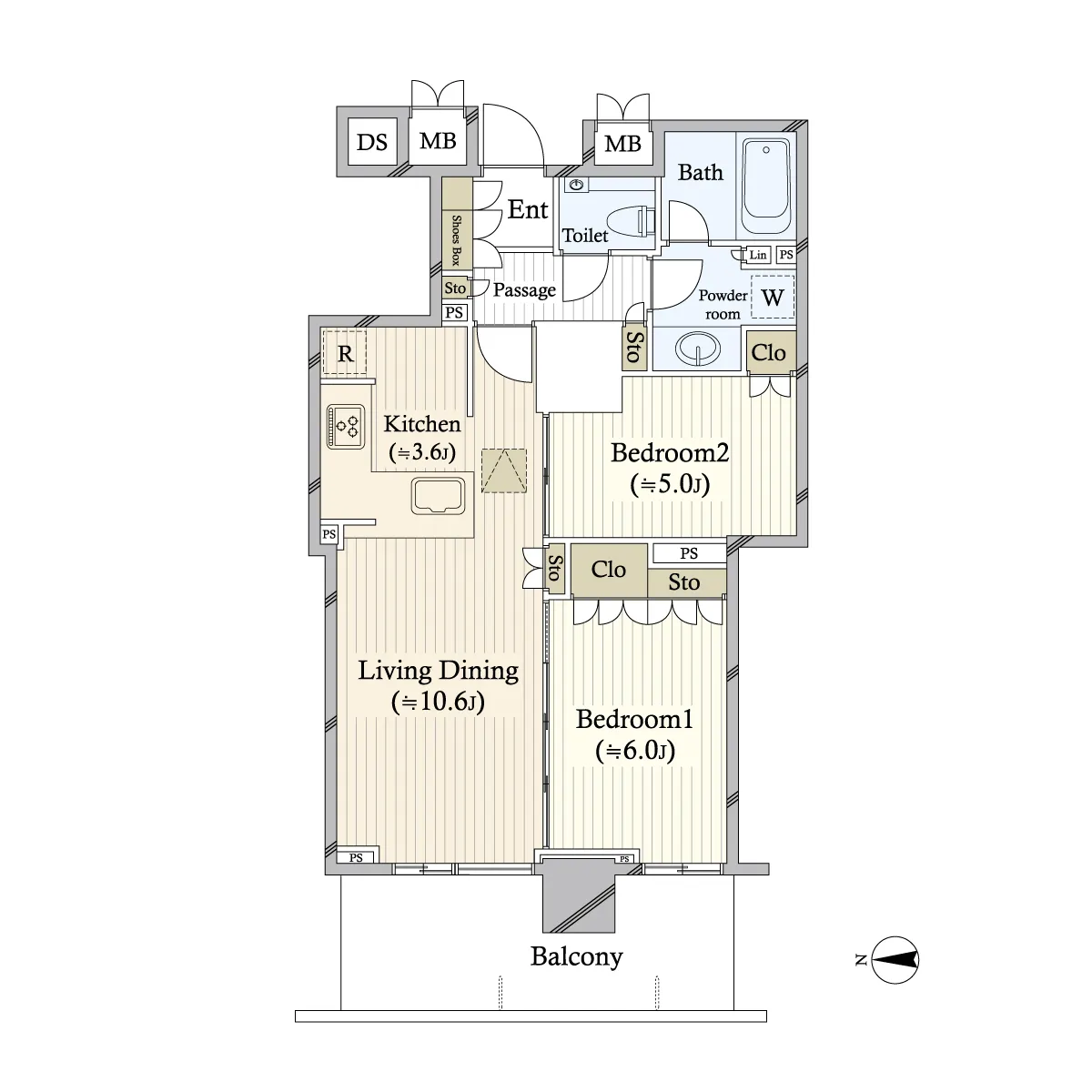 2LD・K<br>57.20m²