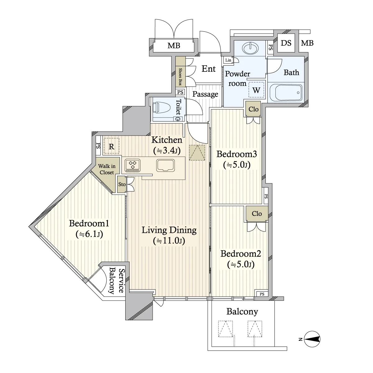 3LD・K+WIC<br>66.24m²