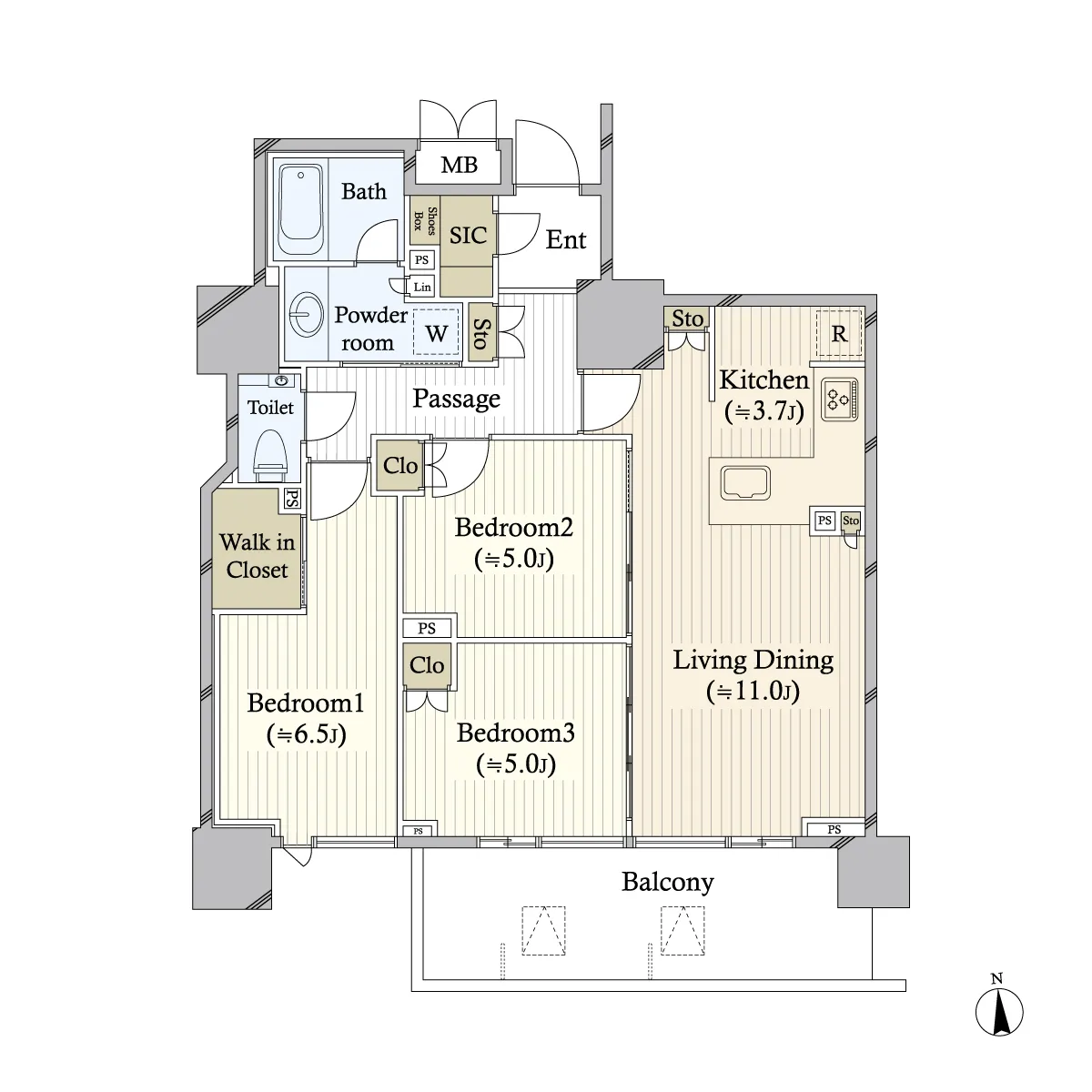 3LD・K+WIC+SIC<br>72.40m²