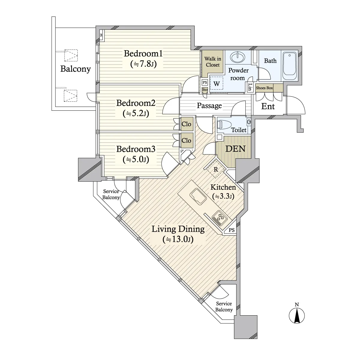 3LD・K+N+WIC<br>76.13m²