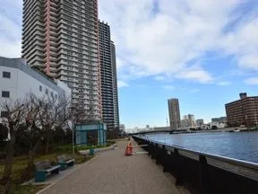辰巳運河沿いを直進すると物件に到着
