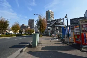 曲がると斜め右にマンションが見えます<br>。