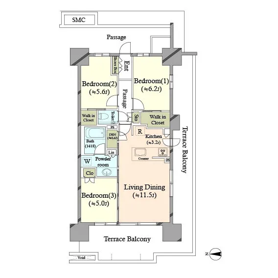 3LD・K+N+WIC<br>71.11m²