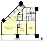 2LD・K＋N＋WIC<br>73.89m²