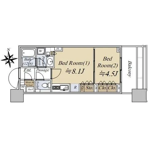 ワンルーム<br>34.54m²