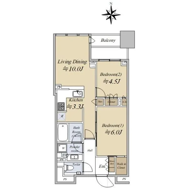 2LDK<br>55m²