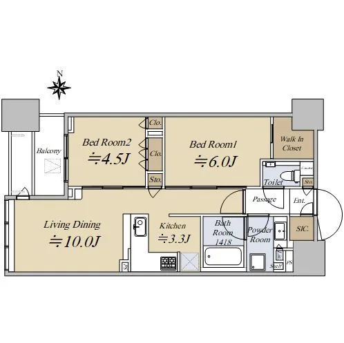2LDK<br>55.9m²