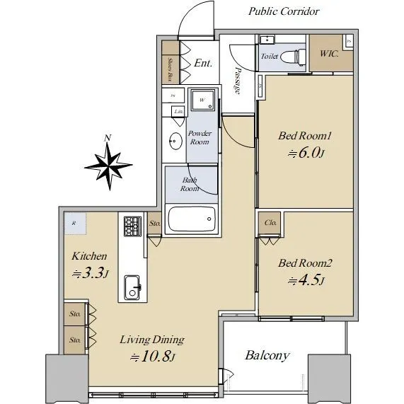 2LDK<br>56.34m²