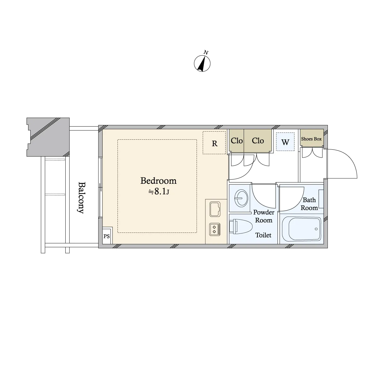 ワンルーム<br>23.28m²