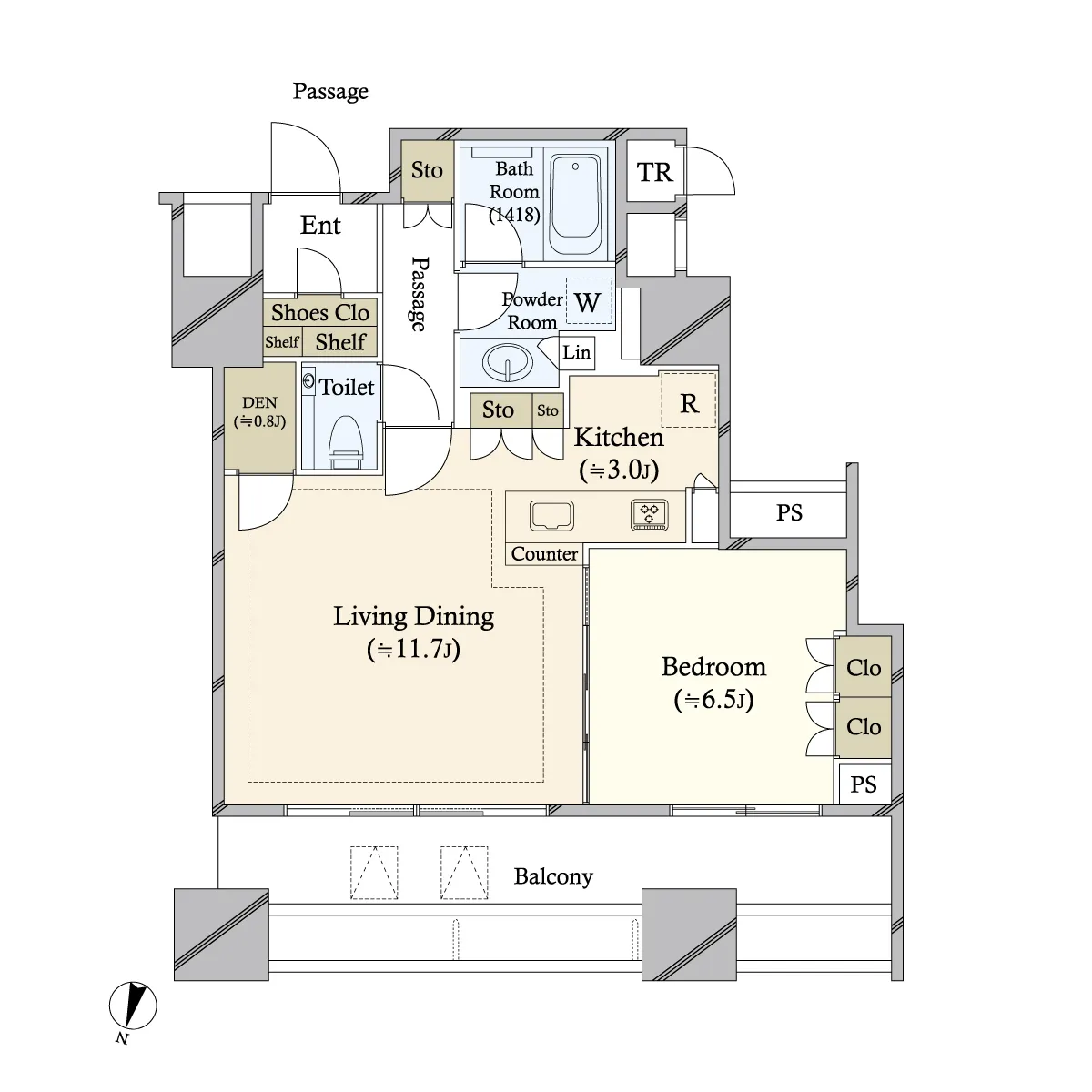 1LD・K+N+SIC<br>52.28m²