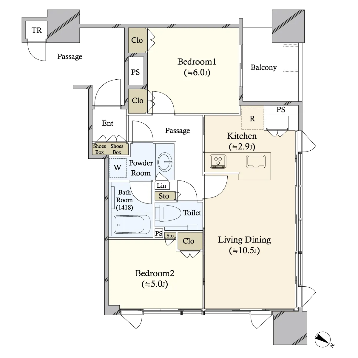 2LD・K<br>57.17m²