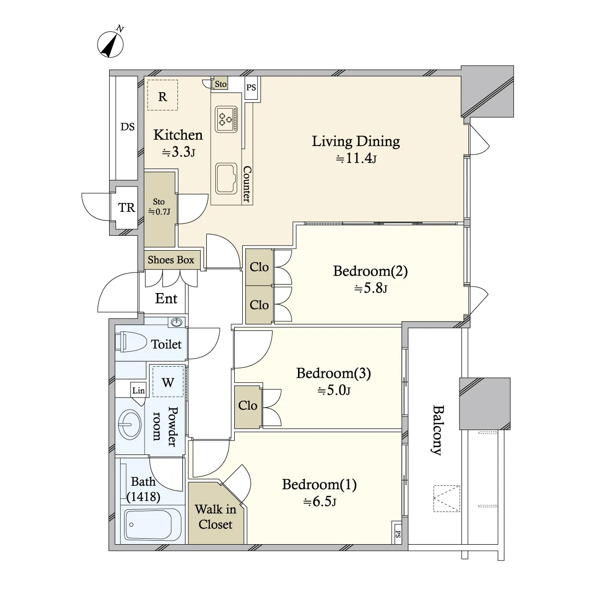 3LD・K+N+WIC<br>70.45m²