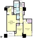 2LD・K+WIC　<br>61.70m²