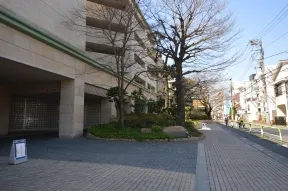 北側前面道路から見たエントランス