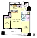 2LD・K＋WIC <br>57.13m²