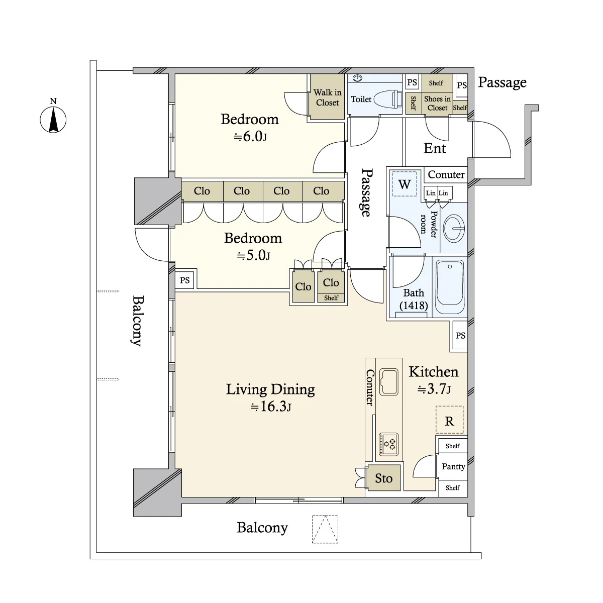 2LD・K+WIC+SIC<br>73.44m²