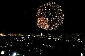 高層階から見える東京湾大華火祭