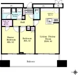 2LDK　<br>59.9m²