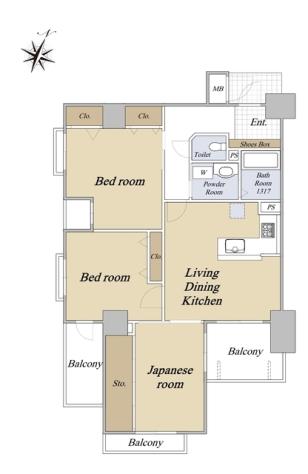 間取図。角部屋。