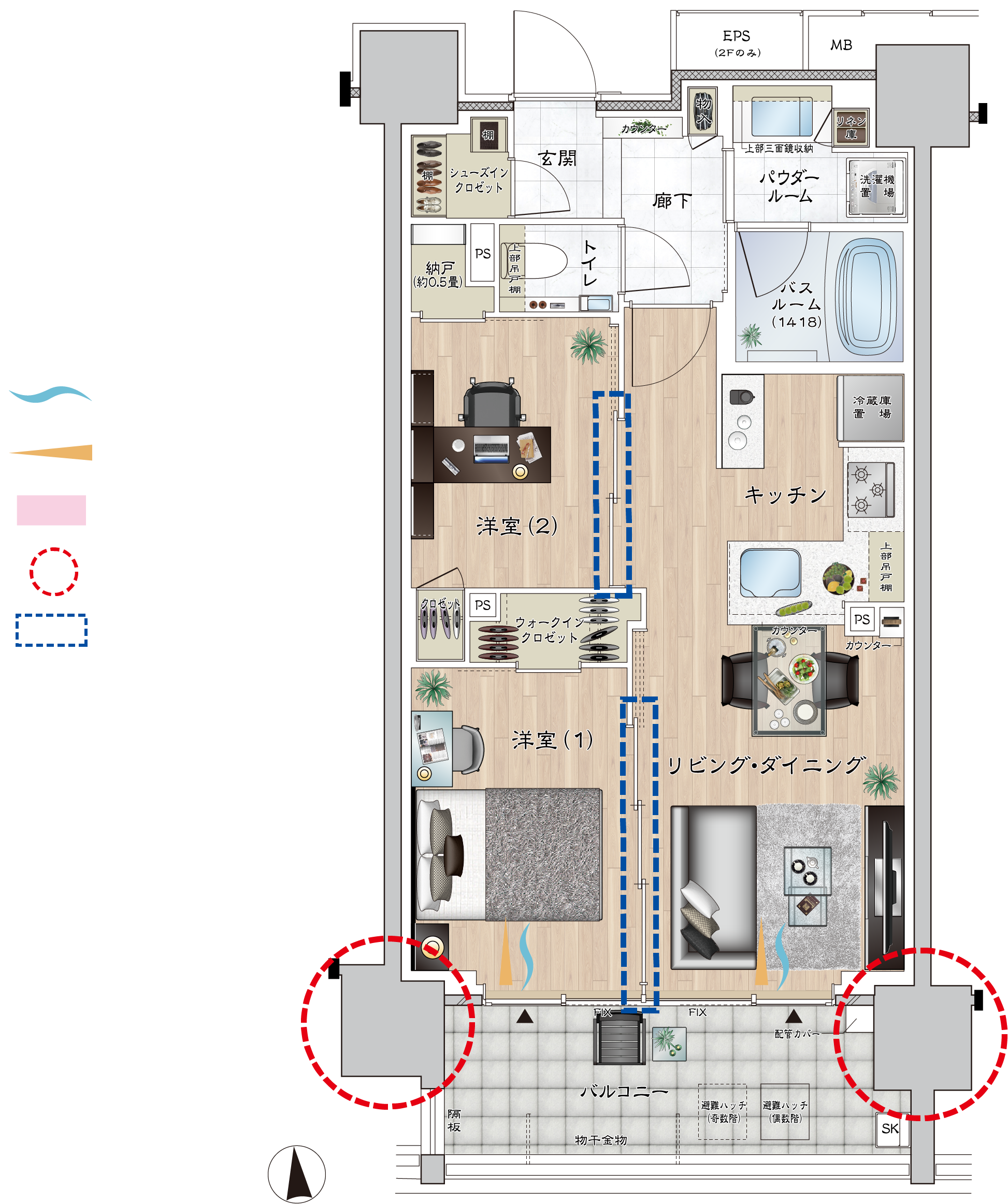 Btype 2LDK・K+N+WIC+SIC